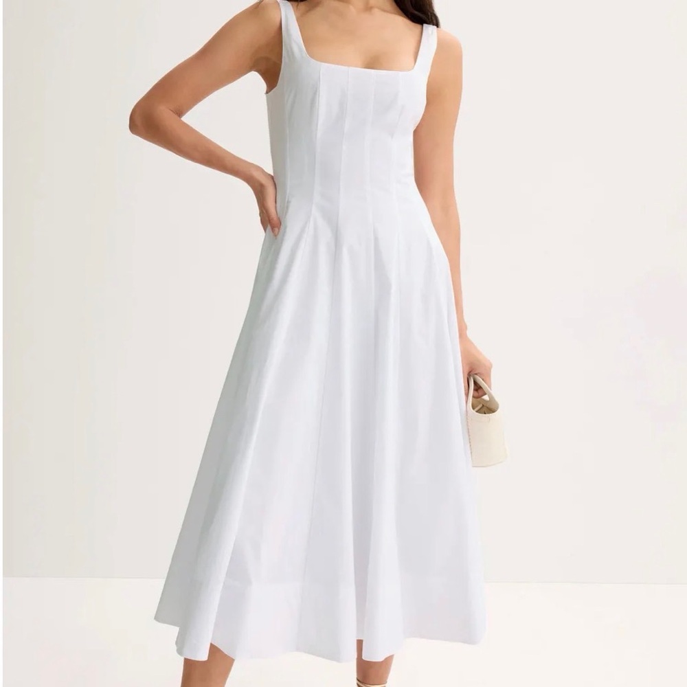 STAUD White Wells Midi Dress